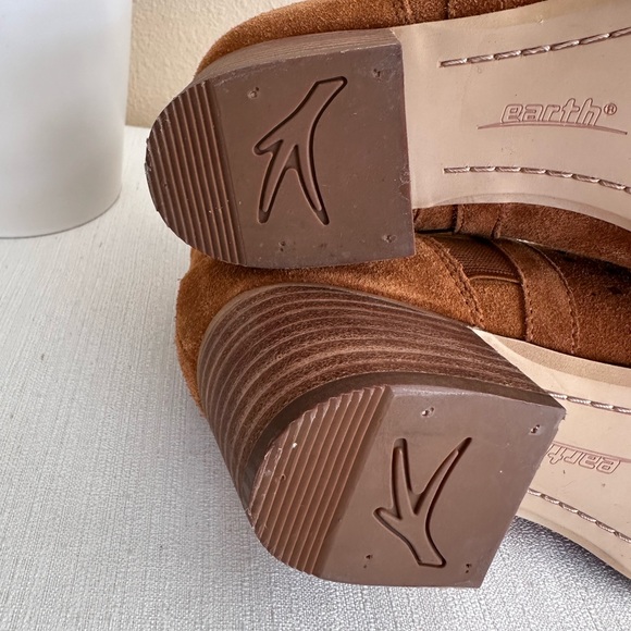 New EARTH Keren Cognac Perforated Suede Slip On Heeled Booties Women’s 9.5B(M) - Picture 12 of 14